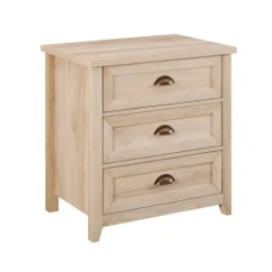 Kirkland's Home Oak Bronze Cupped Handle Nightstand- Dressers & Chests