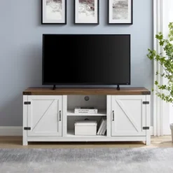 Kirkland's Home Oak Farmhouse Double Door Tv Stand- Tv Stands & Media Consoles