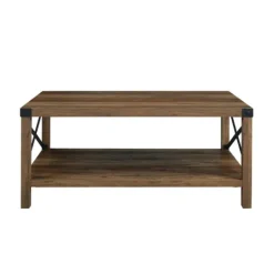 Kirkland's Home Oak Industrial X-Frame Coffee Table- Coffee Tables