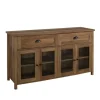Kirkland's Home Oak Rustic Glass Front Sideboard- Cabinets & Sideboards
