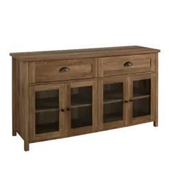 Kirkland's Home Oak Rustic Glass Front Sideboard- Cabinets & Sideboards
