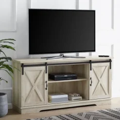 Kirkland's Home Oak Sliding Barn Door Tv Stand- Tv Stands & Media Consoles