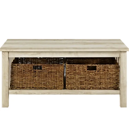 Kirkland's Home Oak Traditional Wooden Basket Coffee Table- Coffee Tables