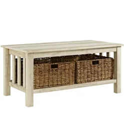 Kirkland's Home Oak Traditional Wooden Basket Coffee Table- Coffee Tables