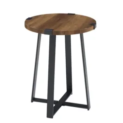 Kirkland's Home Oak Urban Rustic Round Accent Table- Accent & End Tables