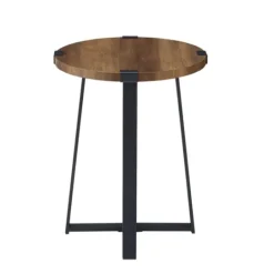 Kirkland's Home Oak Urban Rustic Round Accent Table- Accent & End Tables