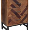 Kirkland's Home Oak Wood Chevron 3-Drawer Nightstand- Nightstands