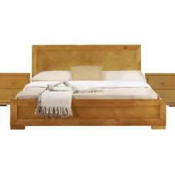 Kirkland's Home Oak Wood King Platform Bed And 2-Nightstand Set- Beds & Headboards