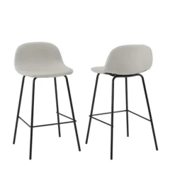 Kirkland's Home Oatmeal Linen Slope Back Counter Stools, Set Of 2- Bar Stools & Counter Height Stools