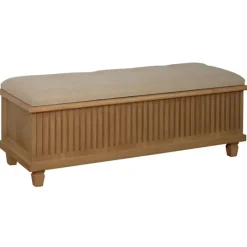 Kirkland's Home Oatmeal Tweed Tufted Storage Bench- Benches & Ottomans