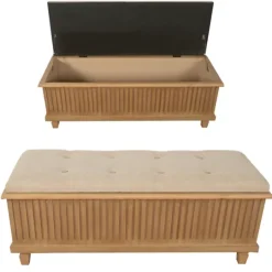 Kirkland's Home Oatmeal Tweed Tufted Storage Bench- Benches & Ottomans