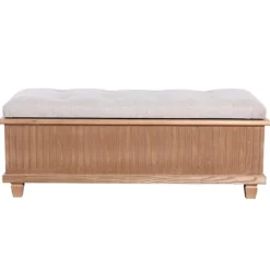 Kirkland's Home Oatmeal Tweed Tufted Storage Bench- Benches & Ottomans