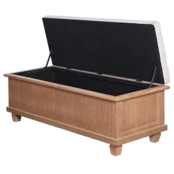 Kirkland's Home Oatmeal Tweed Tufted Storage Bench- Benches & Ottomans
