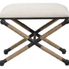 Kirkland's Home Oatmeal Upholstered Wrapped Rope Frame Bench- Benches & Ottomans