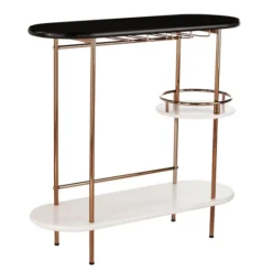 Kirkland's Home Oblong Gold Metal Frame Bar Cart- Kitchen Islands & Bar Carts