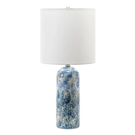 Kirkland's Home Ocean Blues Mottled Pillar Table Lamp- Table Lamps