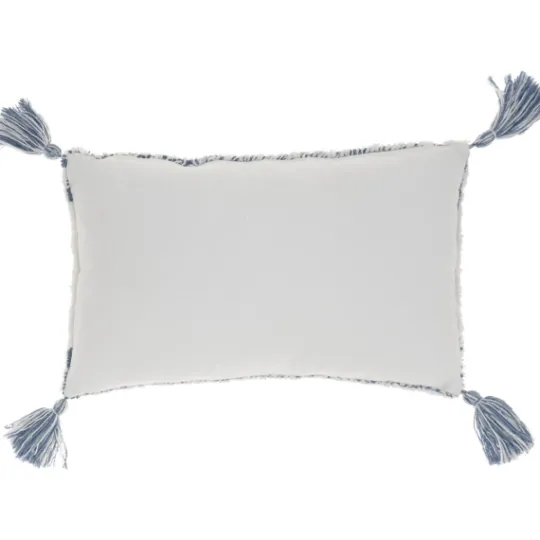 Kirkland's Home Ocean Stripe Diamond Tassels Cotton Lumbar Pillow- Pillows