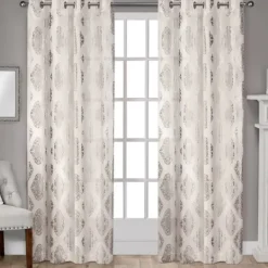 Kirkland's Home Off White Metallic Curtain Panel Set, 96 In.- Curtains & Drapes
