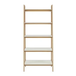 Kirkland's Home Off White Wood Shelves With Natural Frame Bookcase- Bookshelves