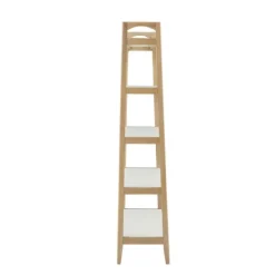 Kirkland's Home Off White Wood Shelves With Natural Frame Bookcase- Bookshelves