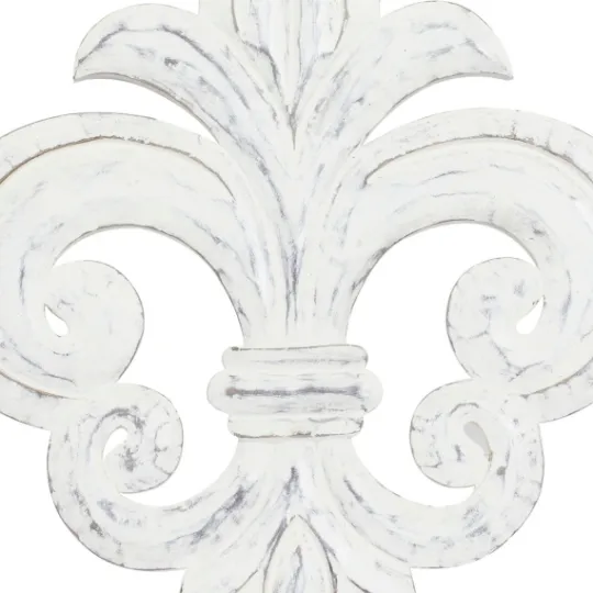 Kirkland's Home Off-White Distressed Fleur De Lis Wall Decoration- Wall Plaques
