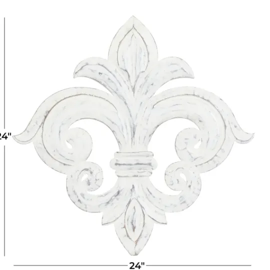 Kirkland's Home Off-White Distressed Fleur De Lis Wall Decoration- Wall Plaques