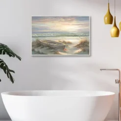 Kirkland's Home Old Rowboat On The Shore Framed Canvas Art Print- Framed Art
