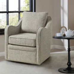 Kirkland's Home Olivia Oatmeal Swivel Accent Chair- Accent Chairs