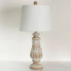 Kirkland's Home Olivia Wash Carved Table Lamp- Table Lamps