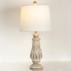 Kirkland's Home Olivia Wash Carved Table Lamp- Table Lamps