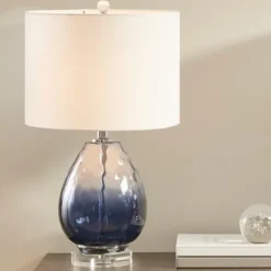 Kirkland's Home Ombre Blue Glass Teardrop Table Lamp- Table Lamps