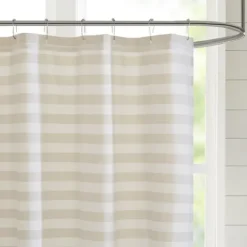 Kirkland's Home Ombre Gray Stripe Yarn Dyed Shower Curtain- Shower Curtains