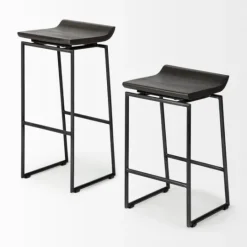 Kirkland's Home Onyx Modern Metal Curve Seat Bar Stool- Bar Stools & Counter Height Stools