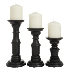 Kirkland's Home Onyx Turned Wood 3-Pc. Candle Holder Set- Candle Holders