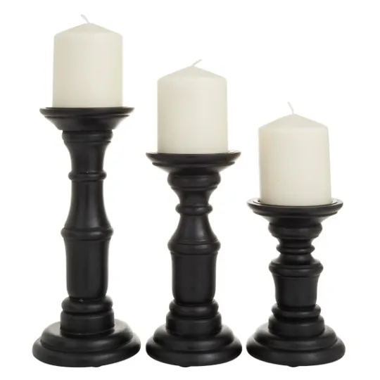 Kirkland's Home Onyx Turned Wood 3-Pc. Candle Holder Set- Candle Holders
