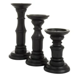 Kirkland's Home Onyx Turned Wood 3-Pc. Candle Holder Set- Candle Holders