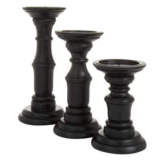 Kirkland's Home Onyx Turned Wood 3-Pc. Candle Holder Set- Candle Holders