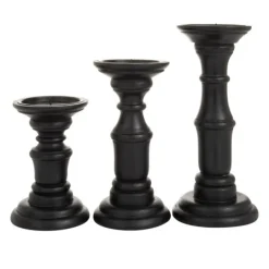 Kirkland's Home Onyx Turned Wood 3-Pc. Candle Holder Set- Candle Holders