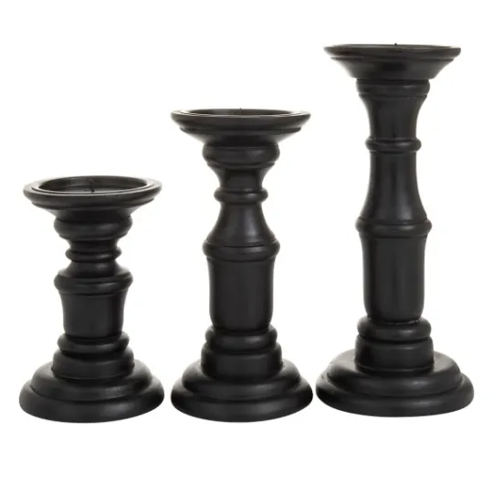 Kirkland's Home Onyx Turned Wood 3-Pc. Candle Holder Set- Candle Holders
