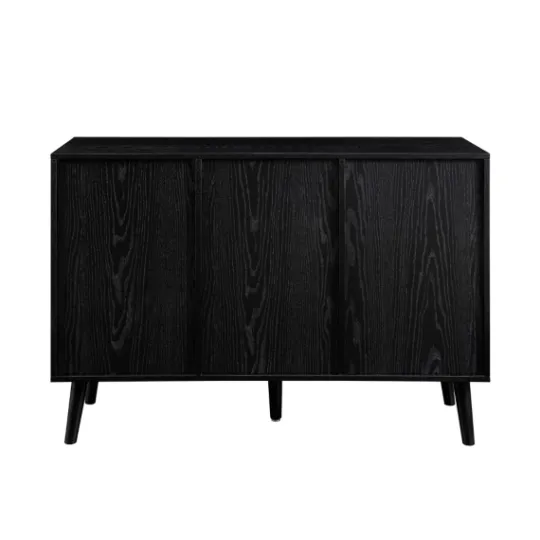 Kirkland's Home Onyx Wood And Natural Rattan Doors Sideboard- Cabinets & Sideboards