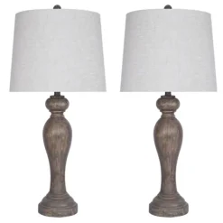 Kirkland's Home Opal Rustic Wood Table Lamps, Set Of 2- Table Lamps