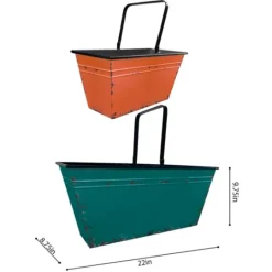 Kirkland's Home Orange And Teal Metal Bins, Set Of 2- Baskets & Boxes