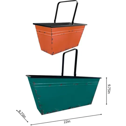 Kirkland's Home Orange And Teal Metal Bins, Set Of 2- Baskets & Boxes