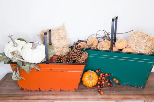 Kirkland's Home Orange And Teal Metal Bins, Set Of 2- Baskets & Boxes
