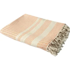 Kirkland's Home Orange And White Stripes Cotton Throw- Blankets & Throws