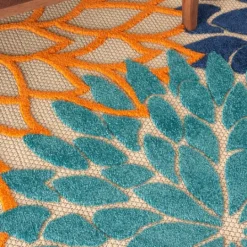 Kirkland's Home Orange Bright Floral Burst Outdoor Area Rug, 7X10- Outdoor Rugs