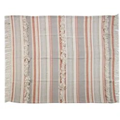 Kirkland's Home Orange Fringe Line Work Throw- Blankets & Throws