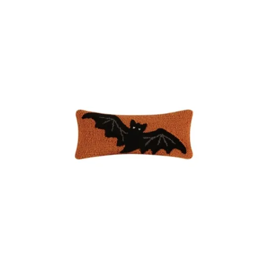 Kirkland's Home Orange Hook Knit Bat Halloween Mini Lumbar Pillow- Pillows