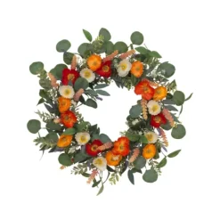 Kirkland's Home Orange Mixed Spring Floral Wreath- Wreaths