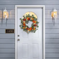 Kirkland's Home Orange Mixed Spring Floral Wreath- Wreaths